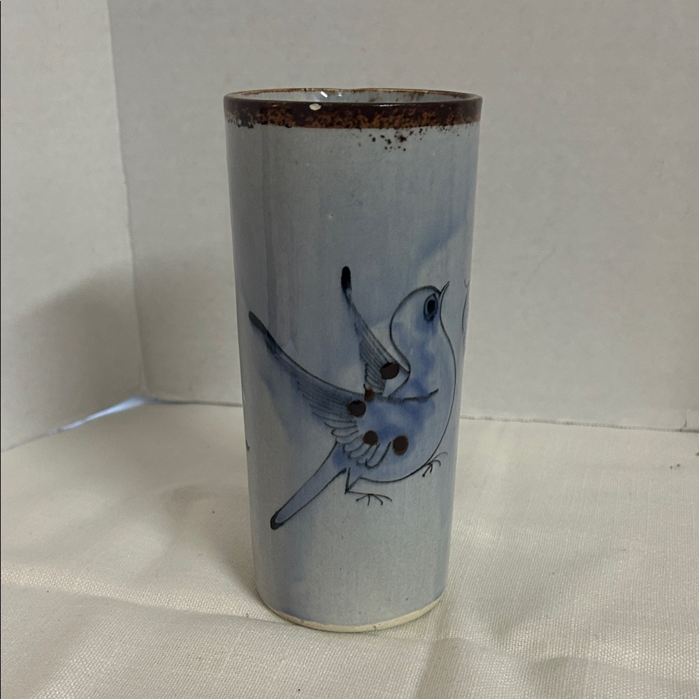 Rustic Blue and Brown Ceramic Vase